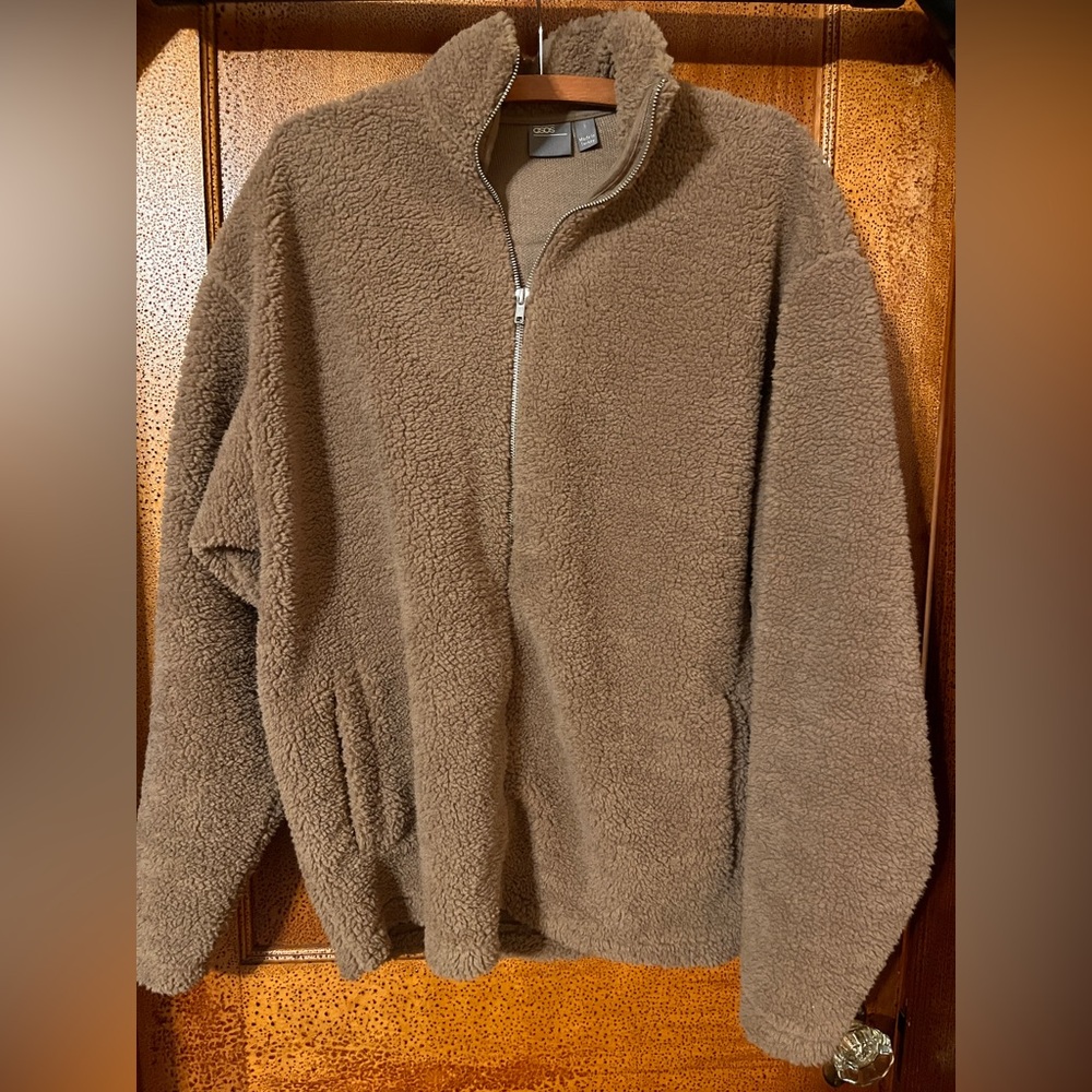 Beige/Tan Sherpa Full Zip Jacket